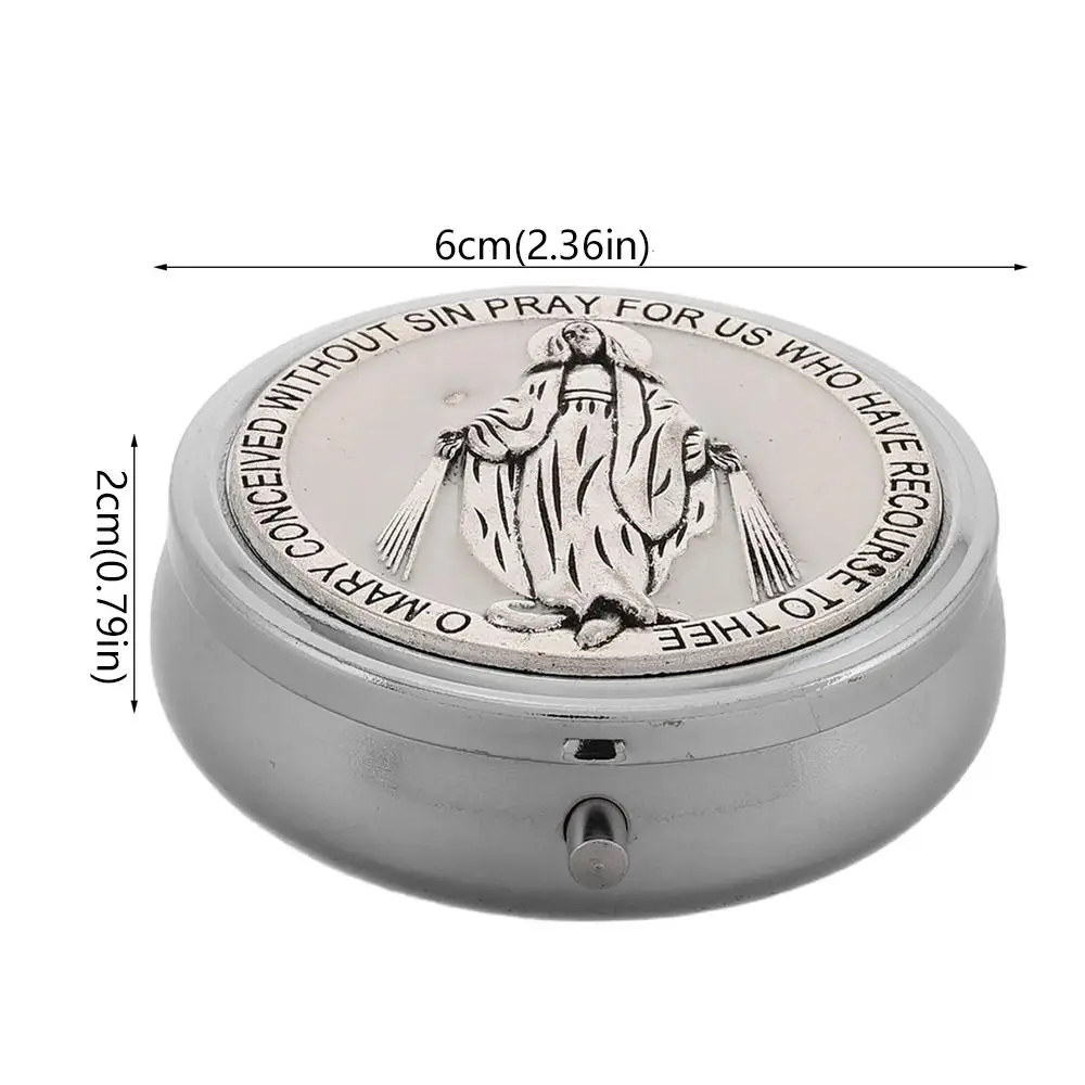 Retro Religious Jewelry Box Round Elegant Virgin Mary Gift Box Zinc Alloy Saint Benedict Jewelry Box Accessories Storage