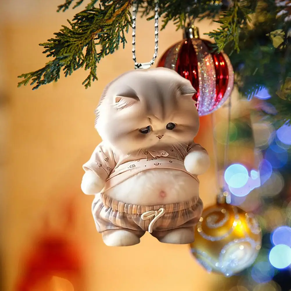 

Hanging Cat Decoration Cat Hanging Ornament Cute Pot-bellied Cat Acrylic Hanging Decoration for Home Car Indoor for Rearview