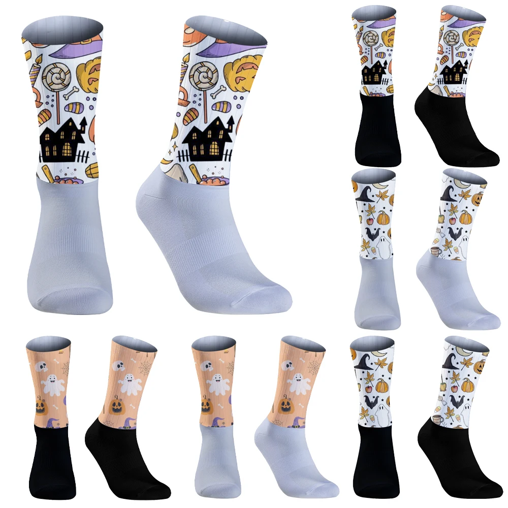 

2024 New Halloween cycling socksBreathable Long Hiking Damping socks Elite Sport Basketball Socks Compression Running