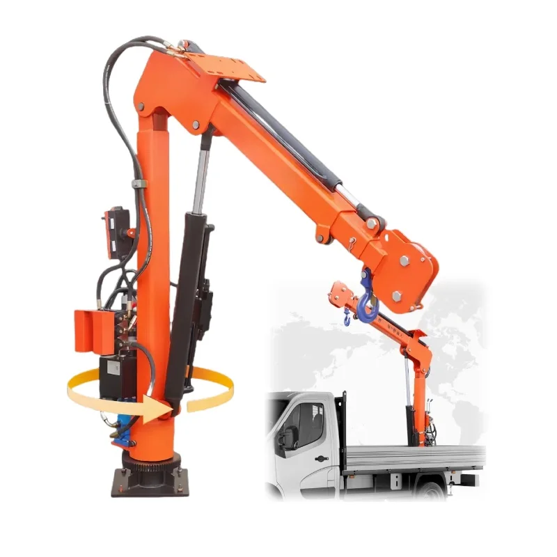 Fully electric 12V hydraulic vehicle mounted crane 220 mobile small vehicle mounted boom crane winch remote control lift