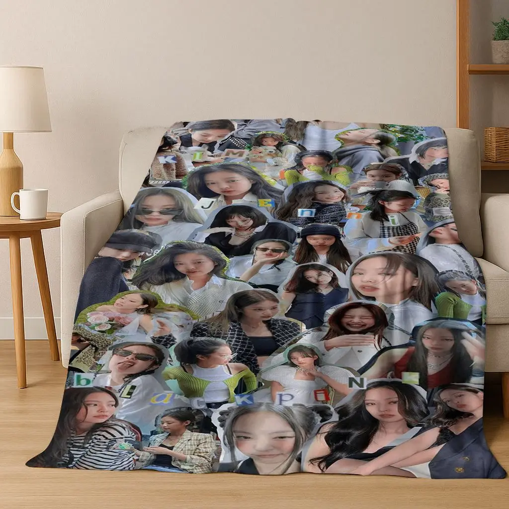 ثلاثية الأبعاد جيني كيم Kpop B-أسود الوردي المغني ستار الفانيلا بطانية لينة رمي بطانية للسرير غرفة نوم غرفة المعيشة السفر نزهة هدية #6