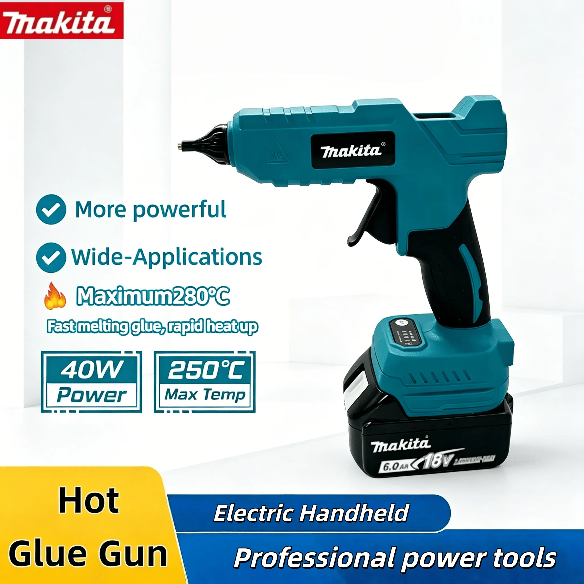 

Makita 18V Li-ion Electric Hot Melt Glue Gun, Handheld Cordless Glue Gun for Packaging, Decoration, DIY Craft Repair Tools
