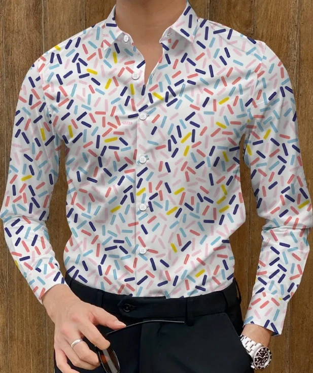 Men's Shirts 3D Print Modern Geometric Long Sleeve shirts Casual Lapel full sleeved Business shirt for Men Oversized clothing,