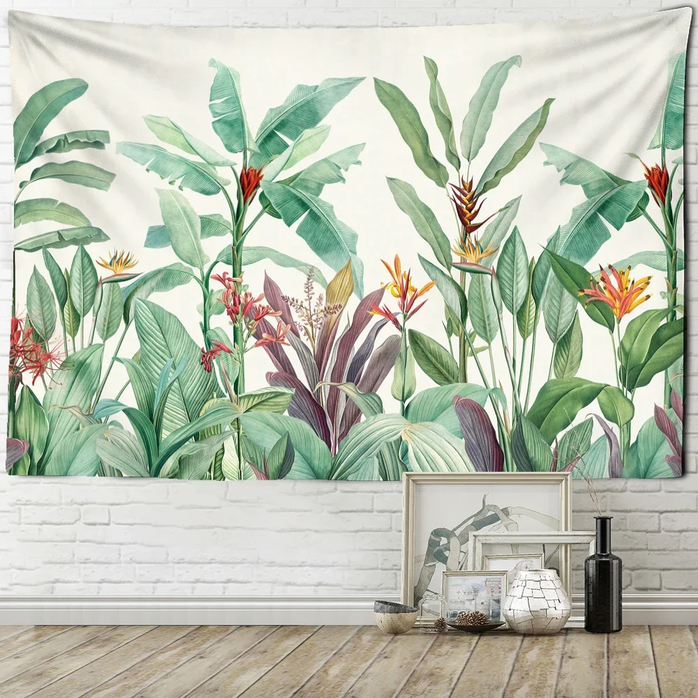 Tropical Rainforest Plant Tapestry Wall Hanging Bohemian Hippie Mandala Mattress Living Room Home Decor