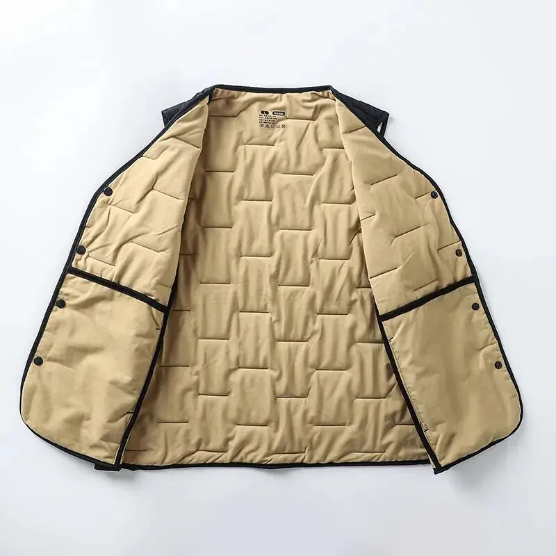 

00 Wool Fill V-Ne Men's Vest Layering Warmth Stand Fit Zipper Decorated Polyester Fiber Autumn Winter Faion