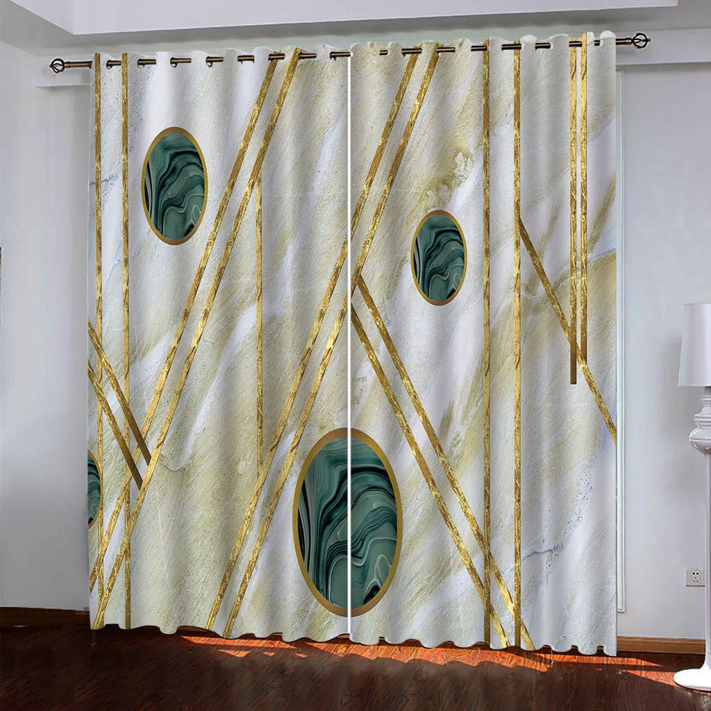 HUANZHUANG Blackout Curtain Long Thermal Insulated, Nordic Gold Thread Art  Curtain Drapes Window Treatment Elegant Draperies