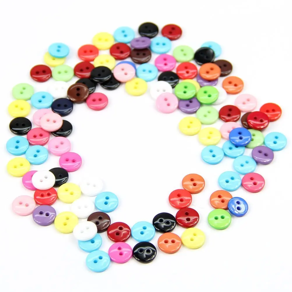 100pcs 8mm Mixed Color Round Shape Resin Buttons Sewing Accessories