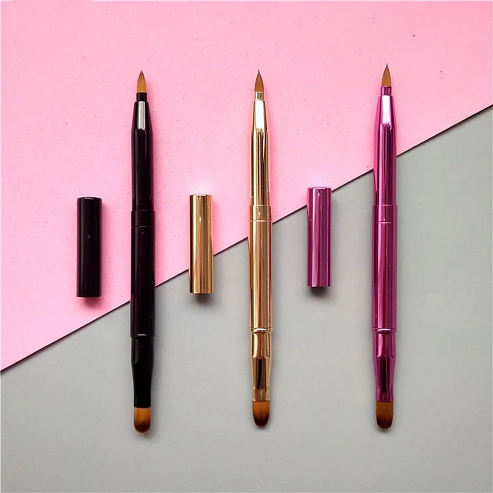 3 قطعة فرشاة الشفاه القابلة للسحب ذات طرف مزدوج لتطبيق ملمع الشفاه الناعم أداة مكياج متعددة الاستخدام كريم أساس ظلال العيون #2