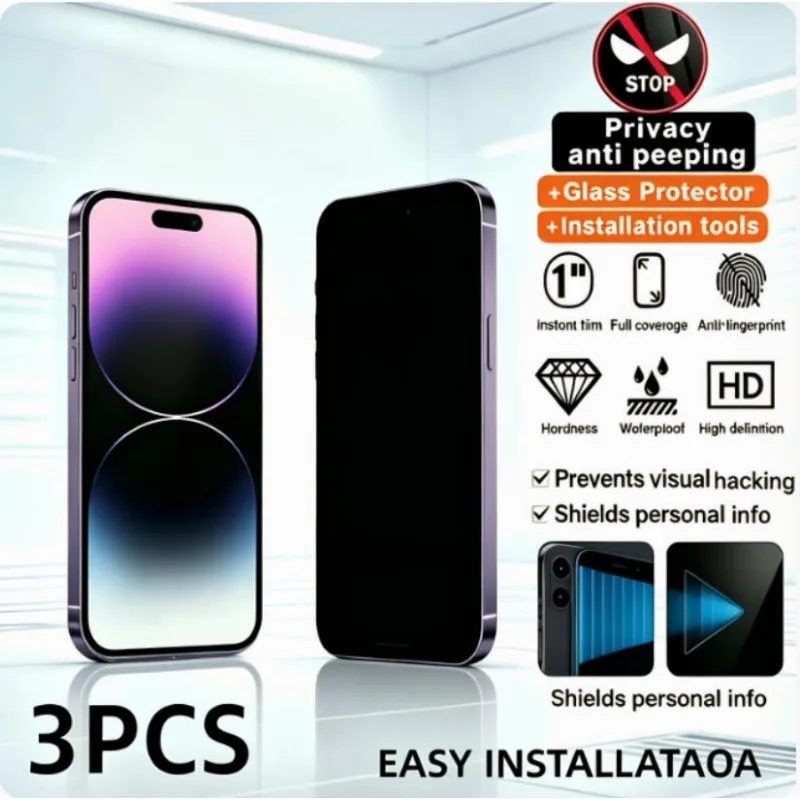 3er-Pack Blickschutzfolie für iPhone 17, 16, 15, 14, 13, 12, 11 Pro Max, 17 Air, 14, 15, 16 Plus, 12, 13 Mini, XS