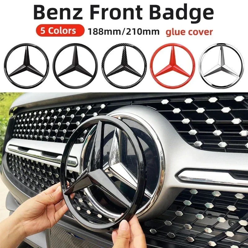 

1pc 188mm 210mm ABS Car Front Grille Badge Sticker For Mercedes Benz AMG Class W204 W205 W203 W206 W220 W211 W212 GLC CLS