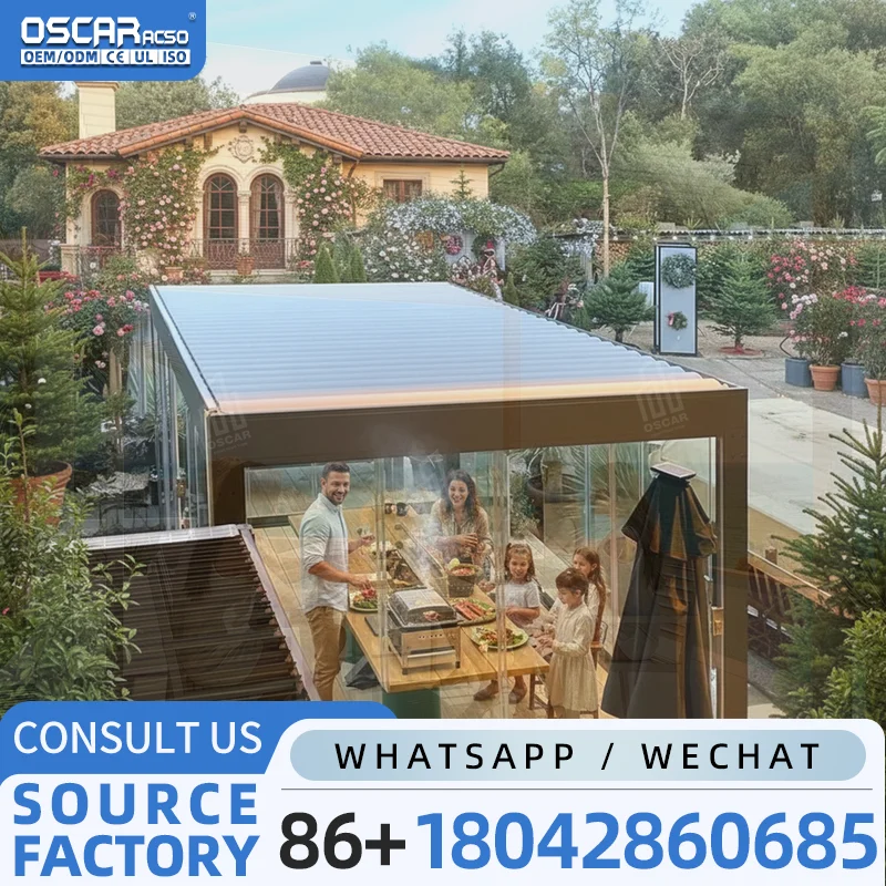 Motorized Outdoor Aluminum Gazebo with Modern Louvre Roof for Balcony Sun Protection EcoFriendly Waterproof pergola