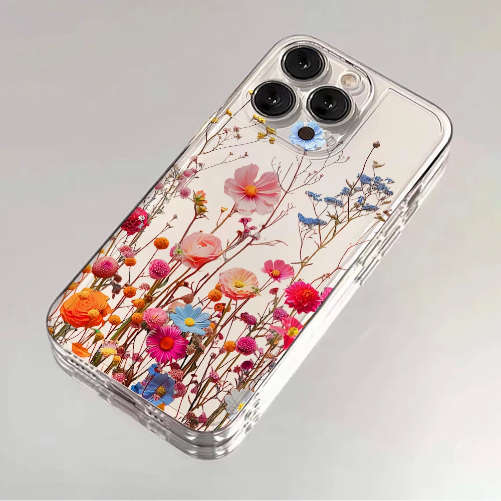 Soft TPU Clear Phone Case For Samsung S25 Ultra S24 S23 S22 S21 FE Plus A33 A15 A56 5G A36 A26 A16 A55 A54 A53 Pink Flower Cover