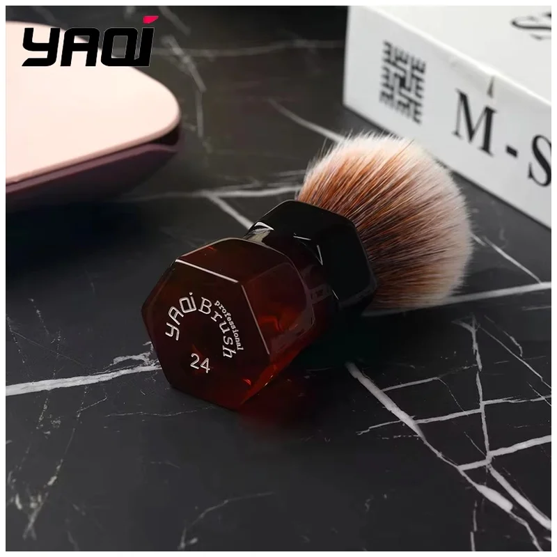 YAQI For Boyfriend's Gift 24mm Moka Express Synthetic Hair Barbe Mens Shaving Brush Wet Shave Tools Best Gift for Men