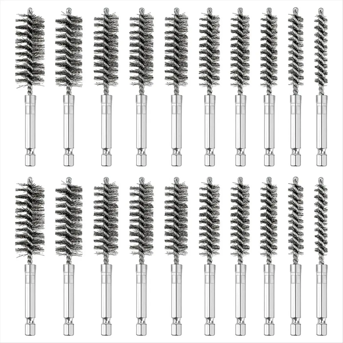 ~！【Best Seller】20pcs Wire Bore Brush Set with,Wire Brush for Drill,with 1/4 Hexagonal Handle,for Electric Drill,RustProof Clean
