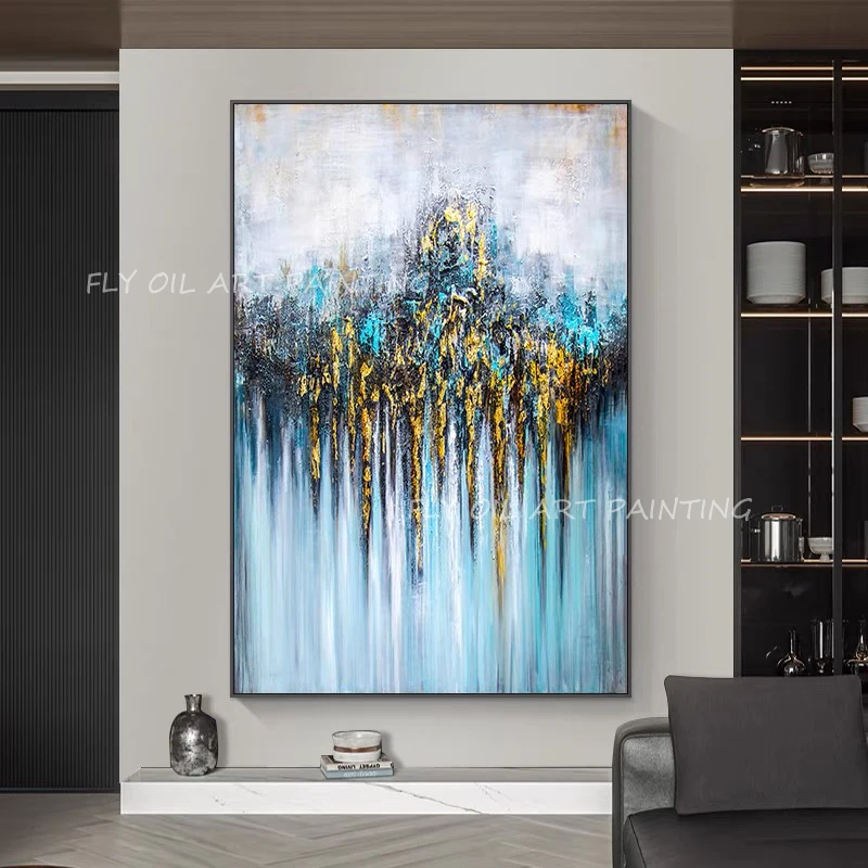 100% pure gold foil landscape oil painting abstract modern canvas wall art sitting room adornment colourful flower painting