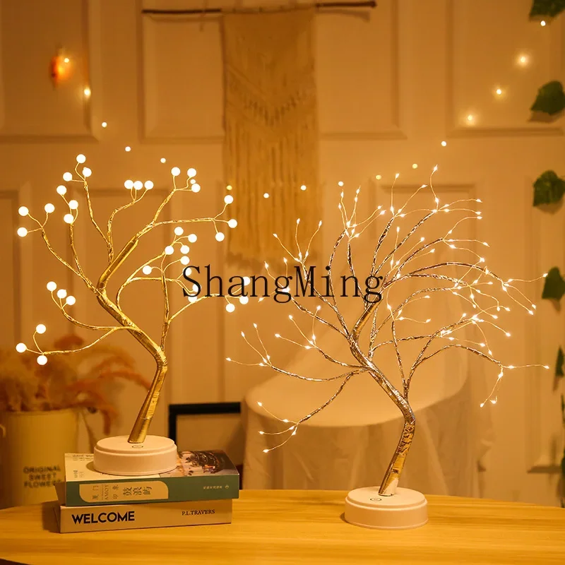 CL Christmas tree Pearl tree Christmas new lights Copper wire touch switch Gypsy star small table lamp