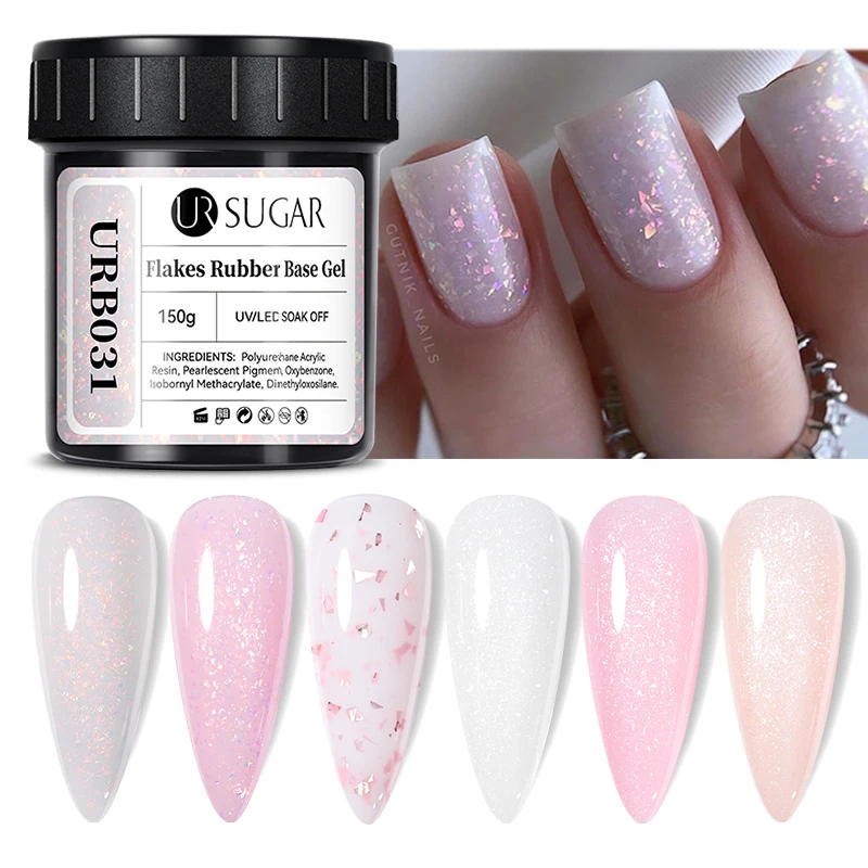 

UR SUGAR 150 г хлопья резиновая основа гель-лак золотые блестки блестящая основа цветной гель замачиваемый УФ-светодиод усиленный лак для дизайна ногтей