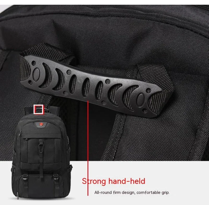 50L Großer Reiserucksack für Herren mit Separatem Schuhfach, Business-Tasche, Outdoor-Sport, Wasserdichter Schwarzer Aufbewahrungsrucksack – Detail 13