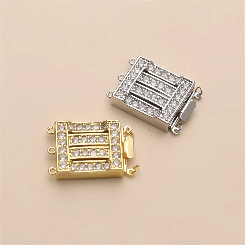 2pcs 25.5*32mm Cubic Zircon CZ Micro Pave Clasp  Jewelry Making DIY