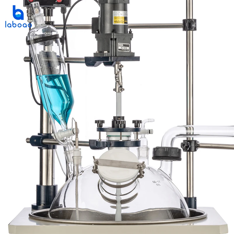 LABOAO 50L Single Layer Glass Reactor With High Speed Mixer for Laboratory