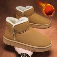 Winter Fleece-Lined Warm Cotton Shoes for Men, Fashionable and Versatile Suede Leather Snow Boots