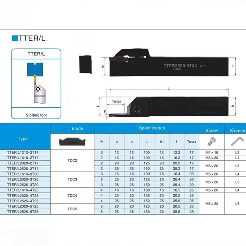 CNC TTER2020-3T20 TTER2020-2T17 TTER1212-2T17 Grooving Lathe Machining Cutting Tool hold for TDC2/3 Metal Parting Cutter holder
