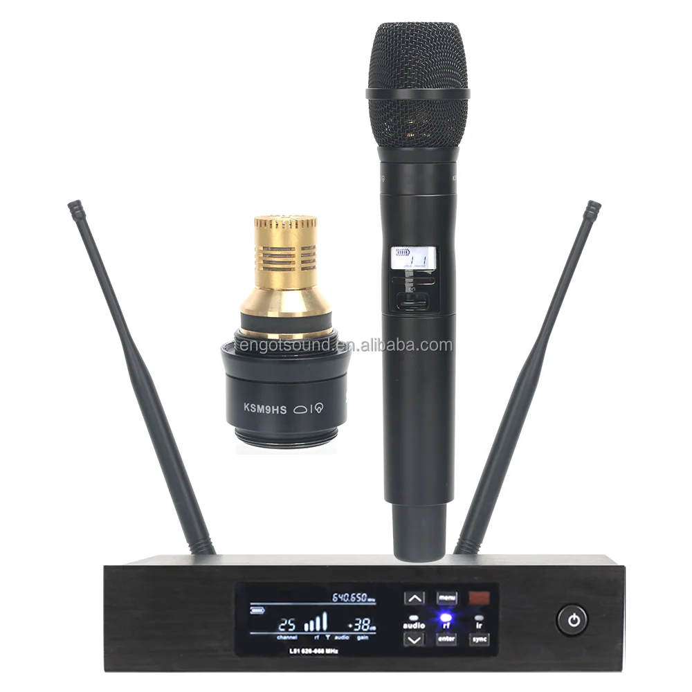 Système sans fil karaoké portable professionnel en métal, QLXD4 BETA58A BETA87A KSM9 uhf