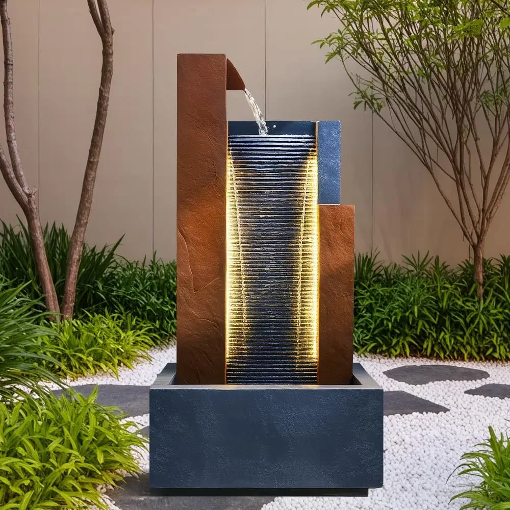 Smart Big-Sized Outdoor Waterfall Fountain - Outdoor Garden Water Feature with Zen Water Falls for Outside Garden & Home/Office