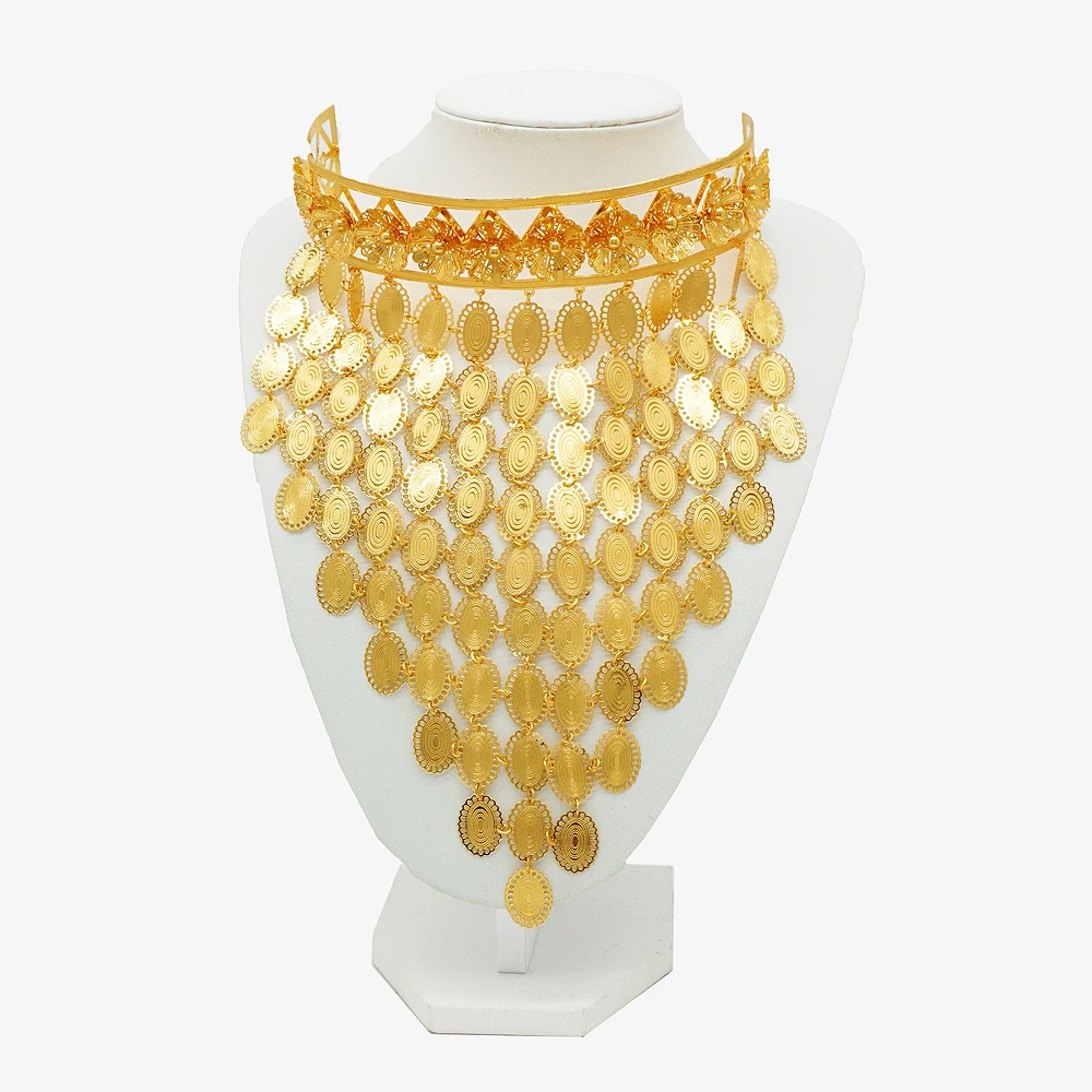 Dubai Gold-Plated Floral Pattern Necklace Set Luxury Jewelry Set for Saudi Arabian Women Wedding Bridal Accessories Gift
