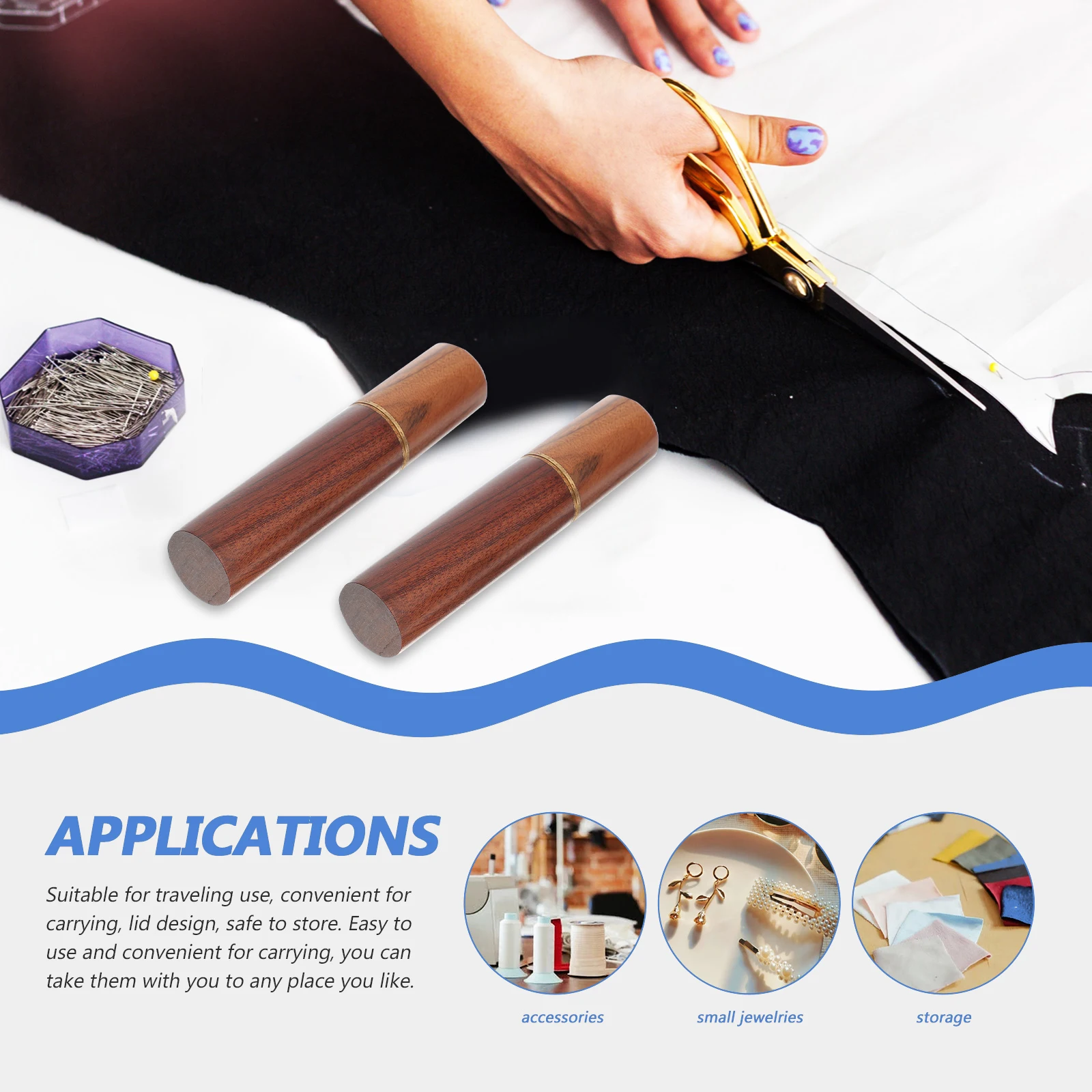 

4 Pcs Sewing Storage Tube Needles Container Case Household Cases Black Embroidery Travel