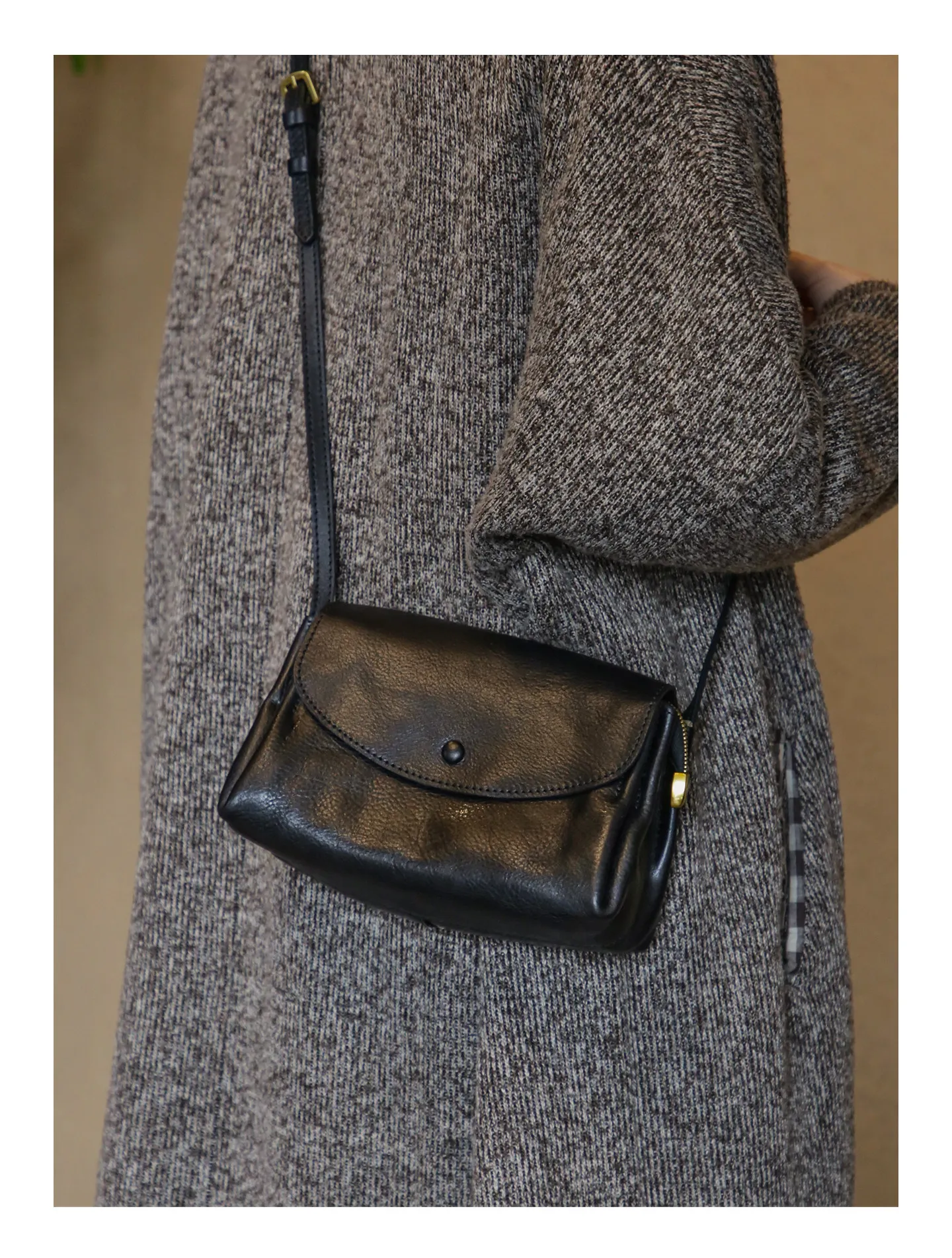 PNDME einfache Vintage-Umhängetasche aus Rindsleder für Damen, Freizeit-Designer-Umhängetasche aus echtem Leder, handgefertigt, kleine Umhängetasche – Detail 10
