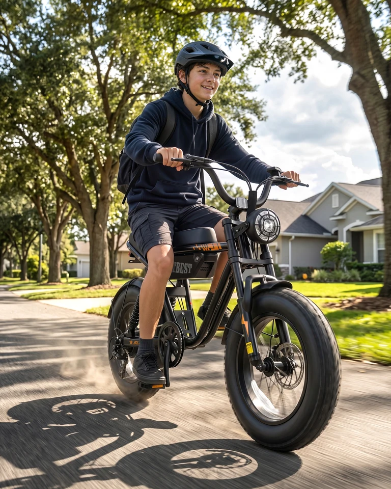 ActBest Blaze Electric Bike, 16" Fat Tires Electric Mountain Bike, 1500W Peak Motor 48V 13Ah, 25 MPH 55Mi Range Off-Road Ebike with Full Suspension, with Free Bike Lock image 13