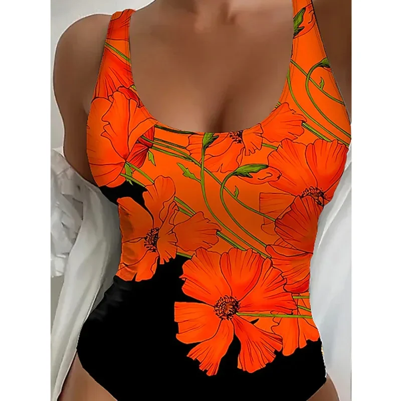 Summer Print Sexy One Piece Swimsuits Closed Women Swimwear Push Up Swimming Wear Body Bathing Suits Beachwear Pool Bather 2024