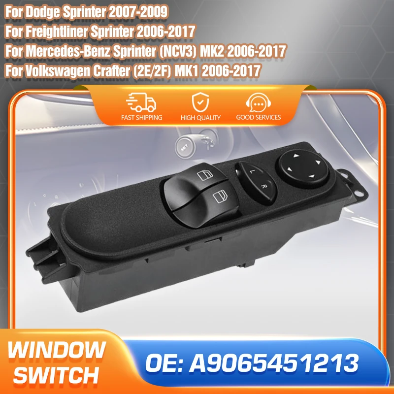 For Dodge Sprinter 2007-2009 Mercedes-Benz Sprinter MK2 Volkswagen Crafter MK1 2006-2017 A9065451213 Power Master Window Switch