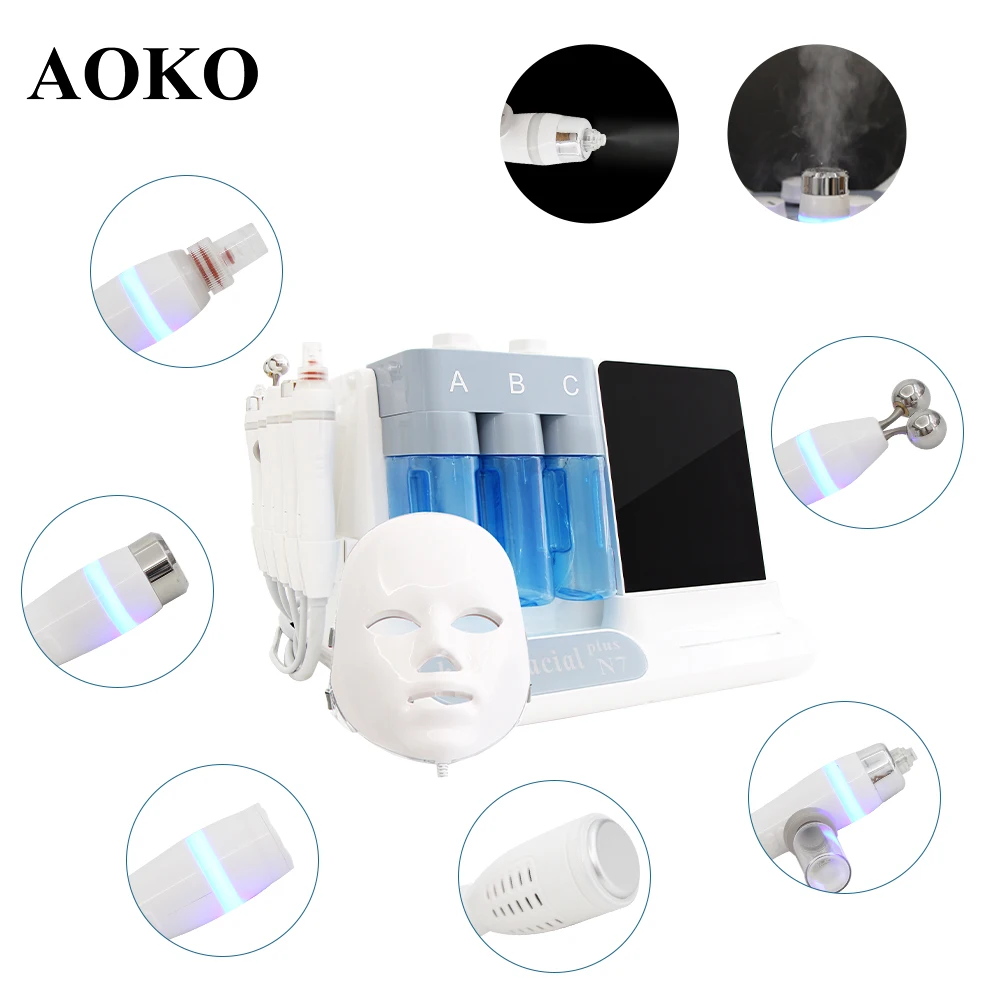 AOKO-Machine d'Hydro-miles Faciale 7 en 1, Bulles Chaudes, Rétrécissement des Pores, Soins de la Peau, Nettoyage en Profondeur, Lifting