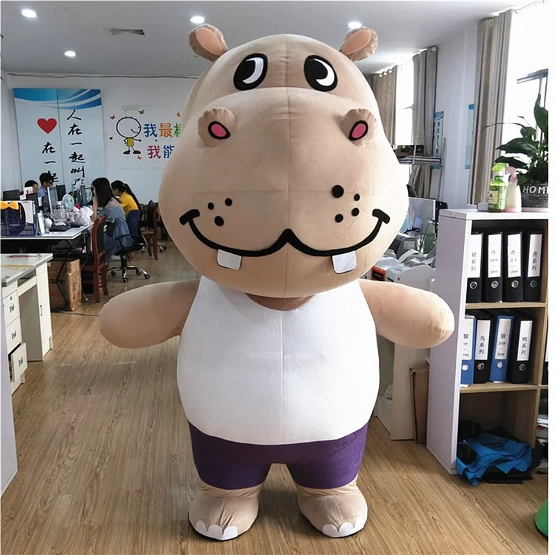 Cartoon Inflatable Mascot Costume Hippo Fursuit Anime Props Doll Propaganda Mascot Costume Halloween Christmas