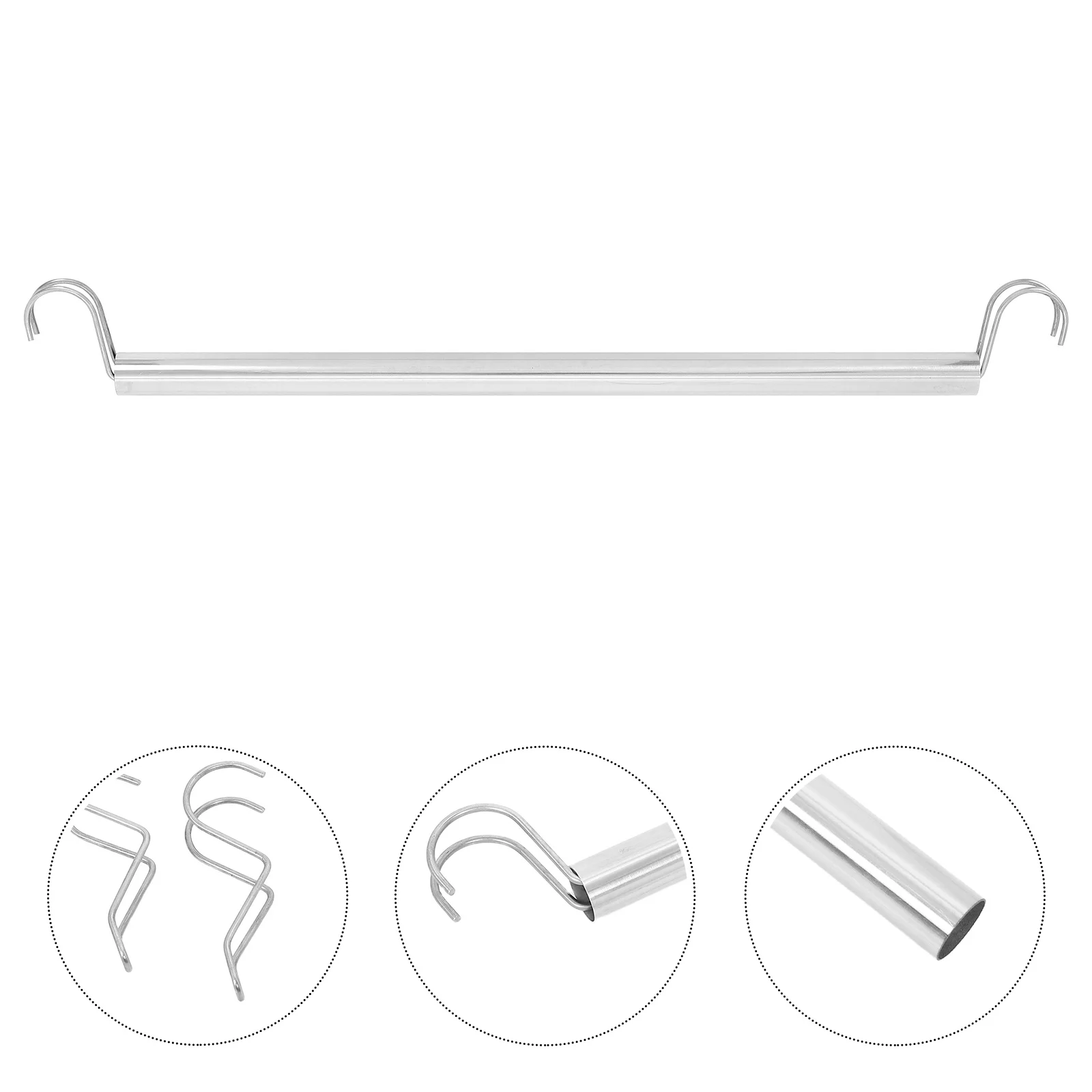 

2Pcs Stainless Steel Wardrobe Rail Heavy Duty Closet Organizer Adjustable Hooks Hanging Clothes Drying Rack