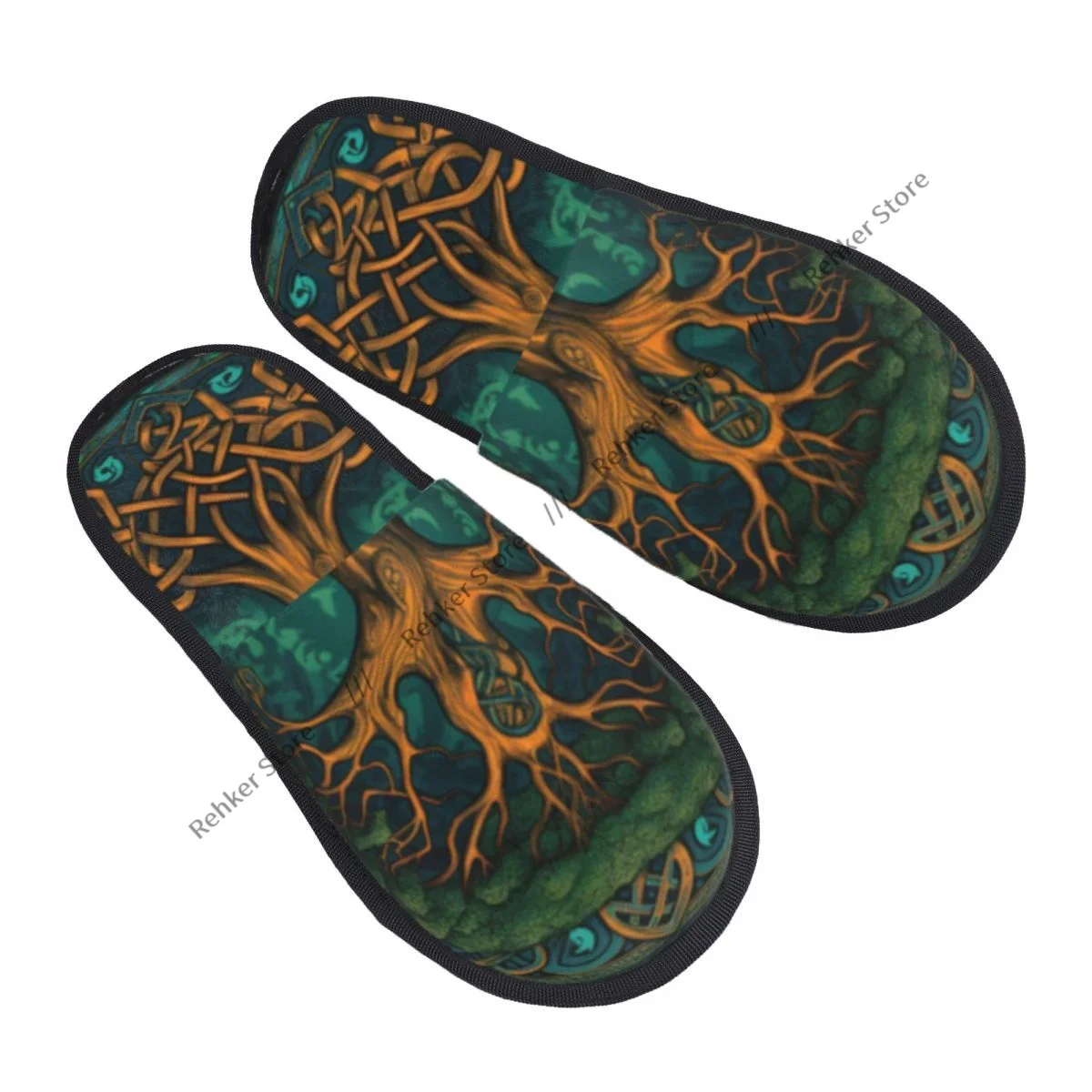 Celtic Tree Of Life And Death Symbol Indoor Slippers Furry Slipper Winter Home Shoes House Flat Closed Toe Slides Flip Flops