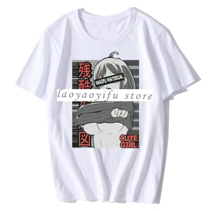 Ahegao Anime Men T-Shirt Kawaii Girl Ecchi Waifu Material Gift for Lewd Otaku Tops Male Fashion Oversized T Shirt Men Clothing