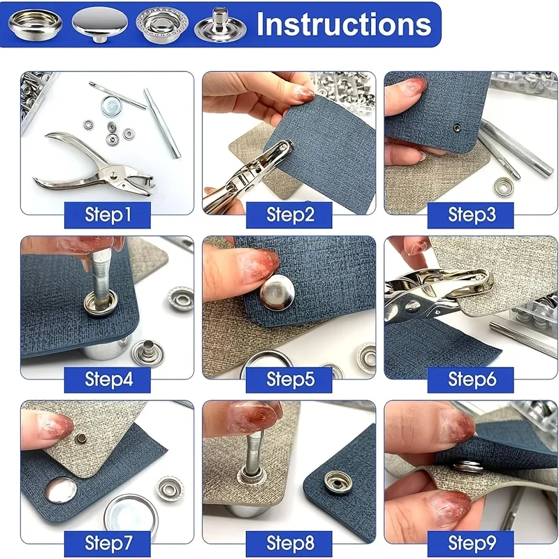 100/270-Pieces Stainless Steel Marine Grade Canvas and Upholstery Boat Cover Snap Button Fastener Kit with  Setting Tool