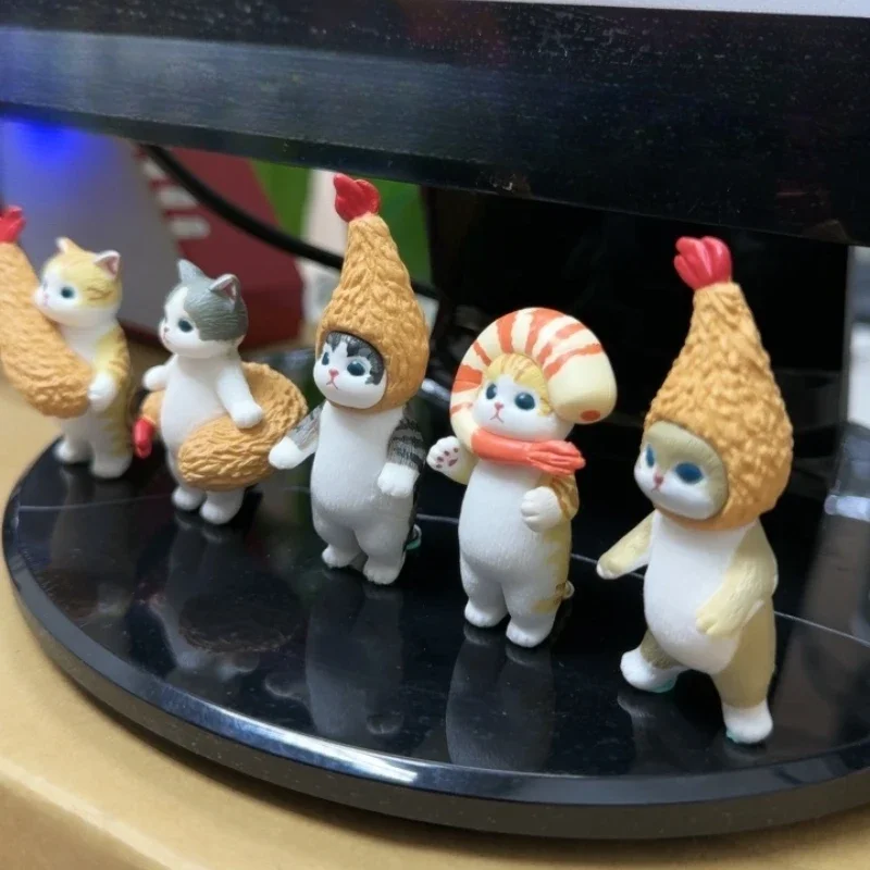 KITAN MOFUSAND Cats Cosplay Tempura Fried Shrimp Chips Food Series Kitten Doll Cute Figurines Ornaments Blind Box Toy Kids Gifts