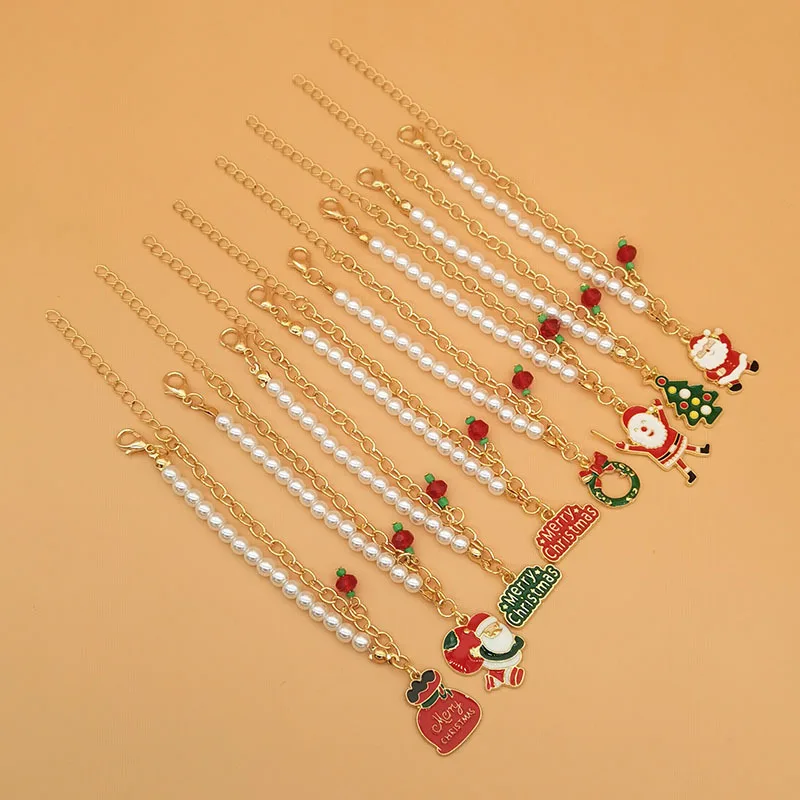 Bracelet Christmas Santa Letter Gift Bag Tree Wreath Charm Adjustable Metal Alloy Multicolor Lightweight Holiday Jewelry Gift