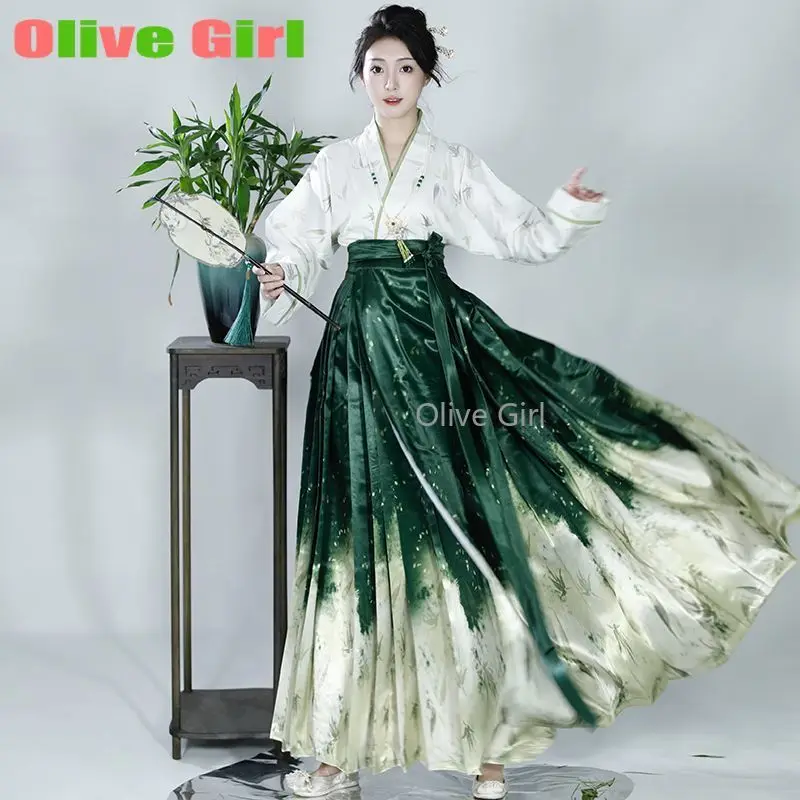 

2025 китайский традиционный комплект платьев ханьфу, новая юбка с лицом лошади, прозрачное производство, рукава в китайском стиле с самолетом