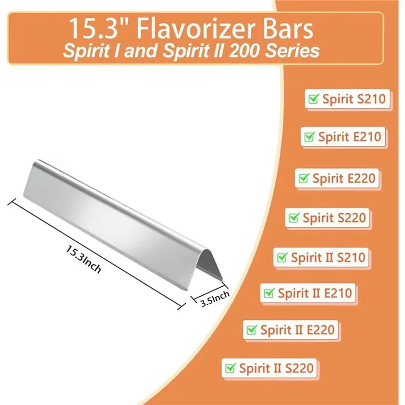 ABUN 7635 Flavorizer Bars for Weber Spirit E210 E220 15.3 Inch Stainless Steel Grill Accessories Replacement 3 Pack