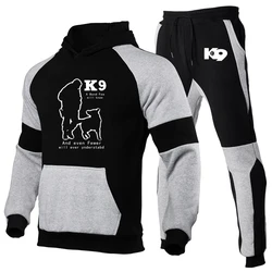 Conjunto de 2 piezas de entrenamiento para hombre, sudadera con capucha y pantalones con cordón, estampado de colores a juego, ideal para primavera y otoño, modelo Unit malois K9