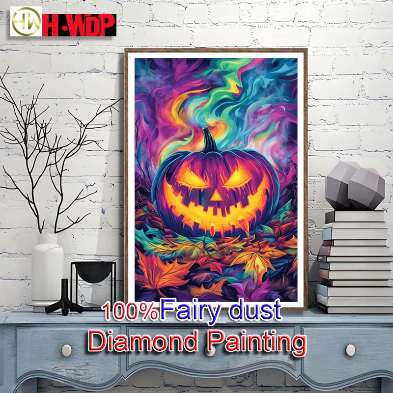 

100% сказочная пыль, наборы алмазной живописи, подарки на Хэллоуин, квадратная алмазная вышивка, тыква, алмазное искусство, полная фея, пыль, настенное искусство
