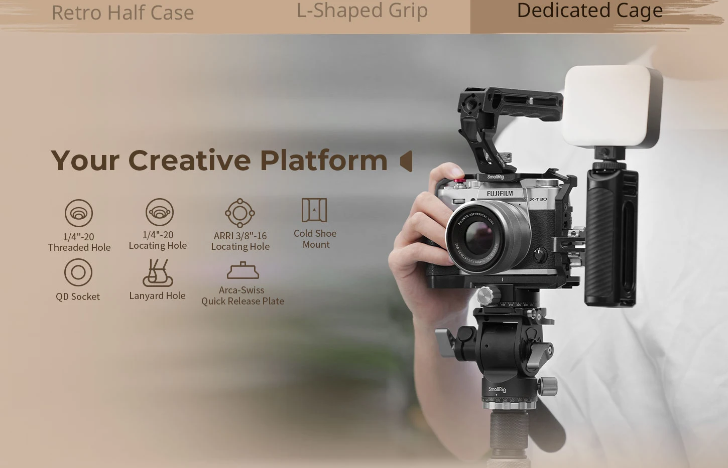 SmallRig X-T30 II L-förmige Montageplatte mit Silikongriff für FUJIFILM X-T30 / X-T30 II / X-T30 III, mit Verschlussknopfkappe 5664 – Detail 16