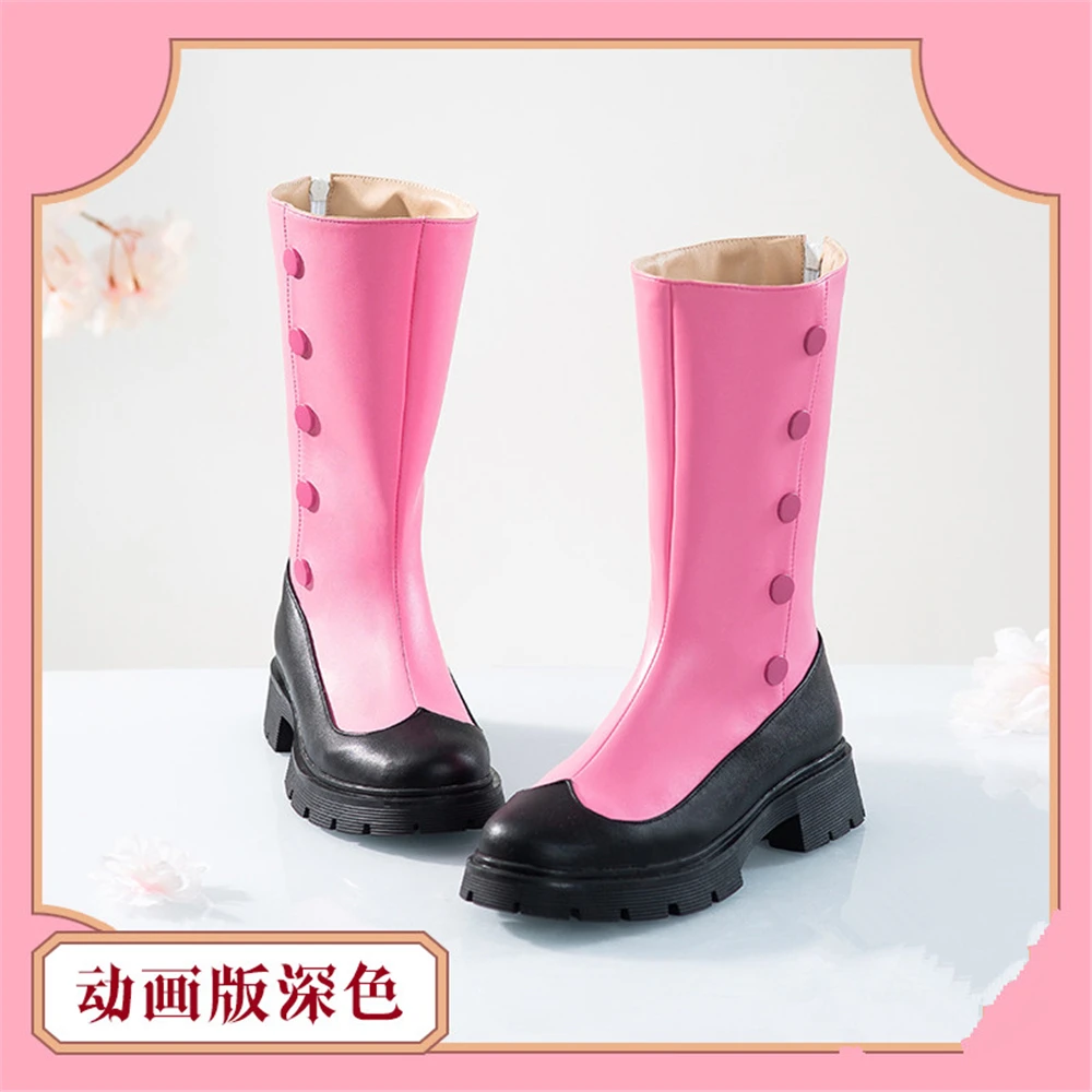 AGCOS Black Cat KINOMOTO SAKURA Card Captor Cosplay Shoes Woman Winter Lovely Pink Boots