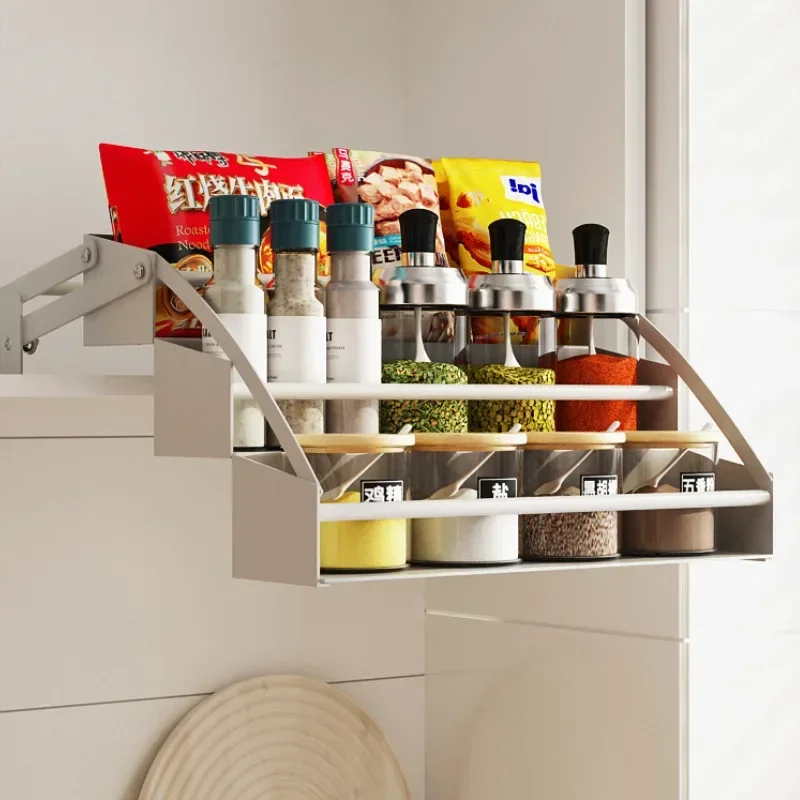 Kitchen Pull Down Cabinet Basket Lift Storage Rack Hanging Cupboard Shelf Seasoning Organizer High Cabinet Home Use 수납 바구니
