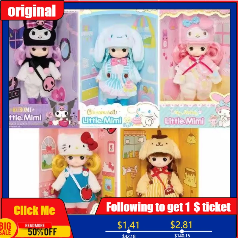 

Sanrio Hello Kitty Cross-dressing Doll Lovely Kuromi Pompompurin Melody Action Figure Cartoon RoomDecor Girl All Saints' DayGift